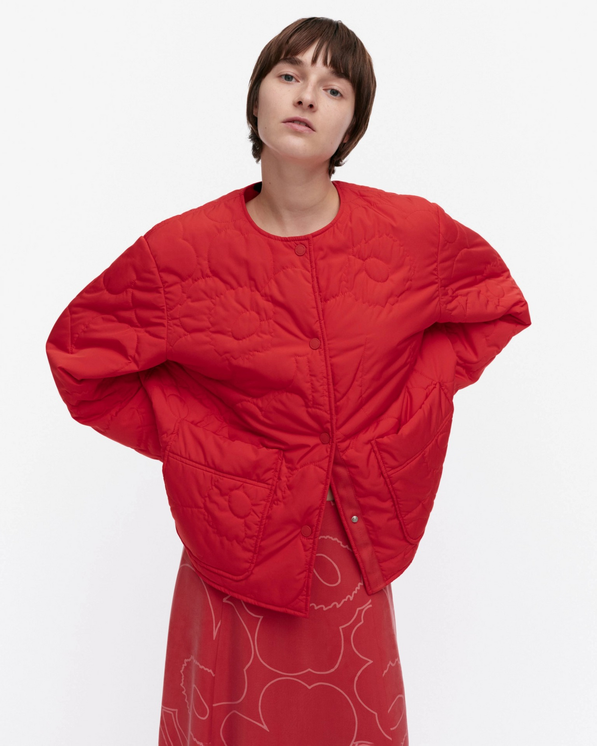 Kapseli Piirto Unikko Lightweight Padded Coat - Red