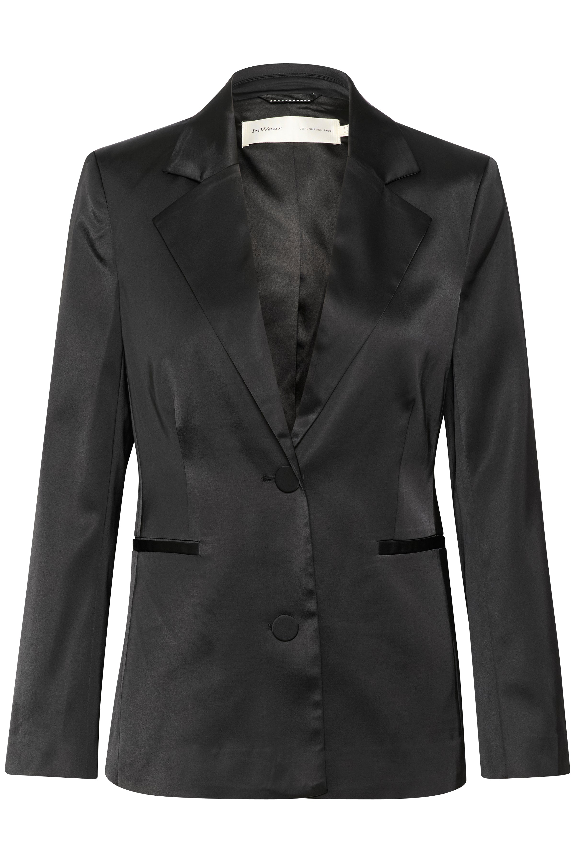 Black satin blazer discount