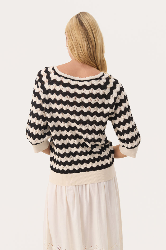 Rosine Pullover - Whitecap/Black Pointelle