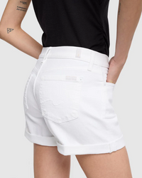 Mid Roll Short - Broken Twill White