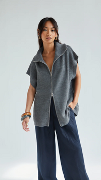 Millie Sleeveless Cardigan - Grey