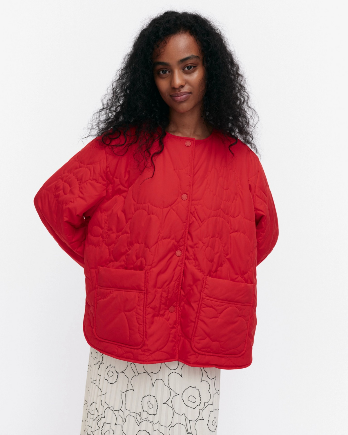 Kapseli Piirto Unikko Lightweight Padded Coat - Red