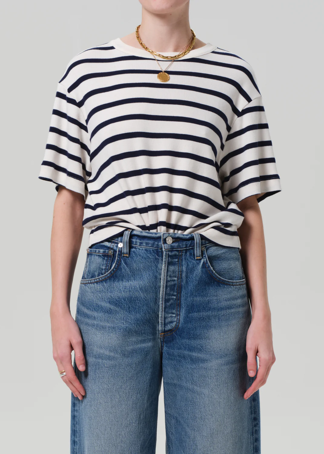 Goldie Tee - Azure Stripe