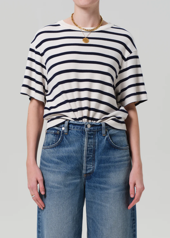 Goldie Tee - Azure Stripe
