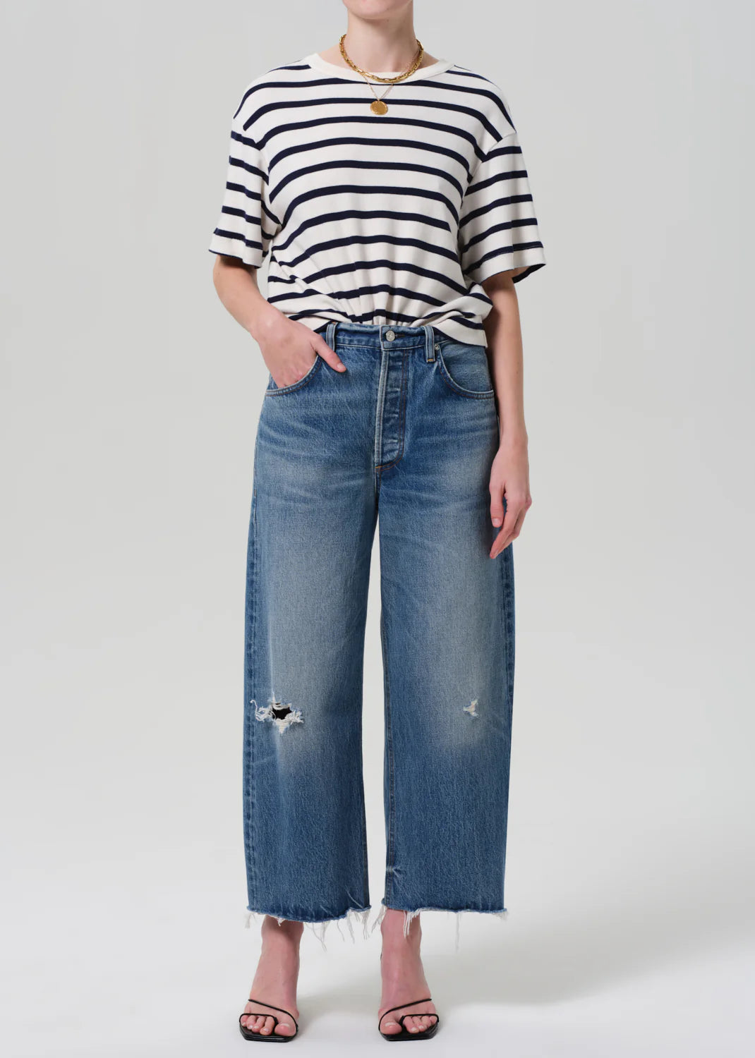 Goldie Tee - Azure Stripe