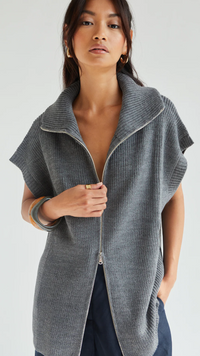 Millie Sleeveless Cardigan - Grey