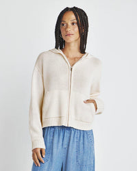 Vero Zip Up Sweater Hoodie - Moonstone