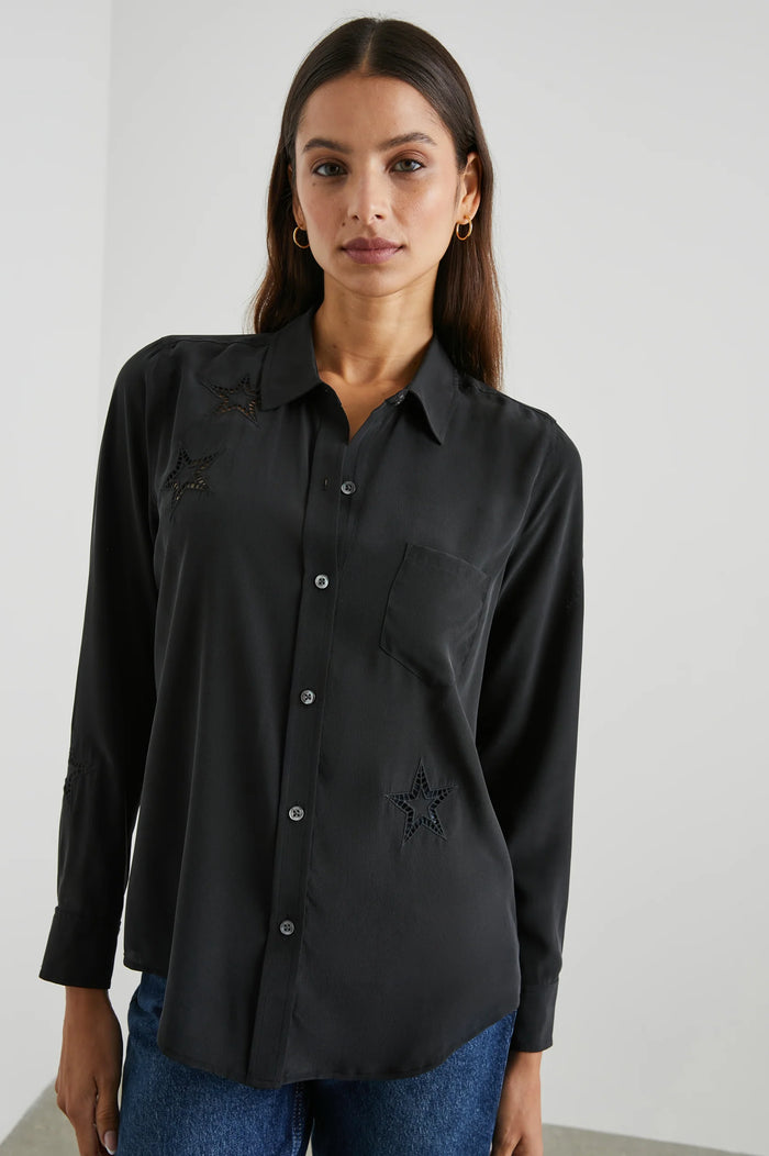 Kate Shirt - Black Eyelet Stars