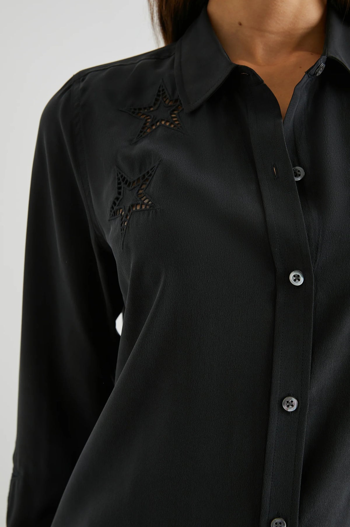 Kate Shirt - Black Eyelet Stars
