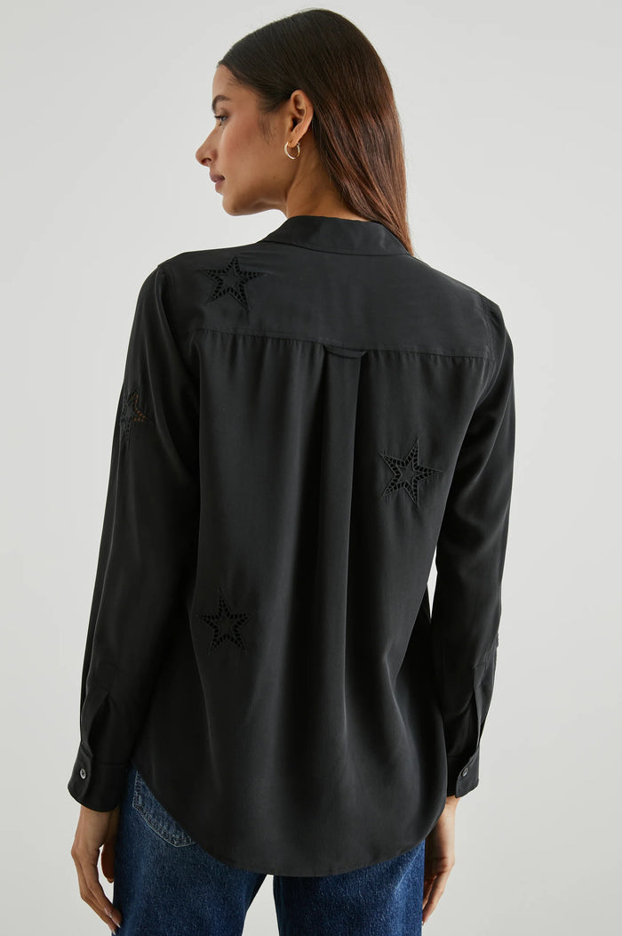 Kate Shirt - Black Eyelet Stars