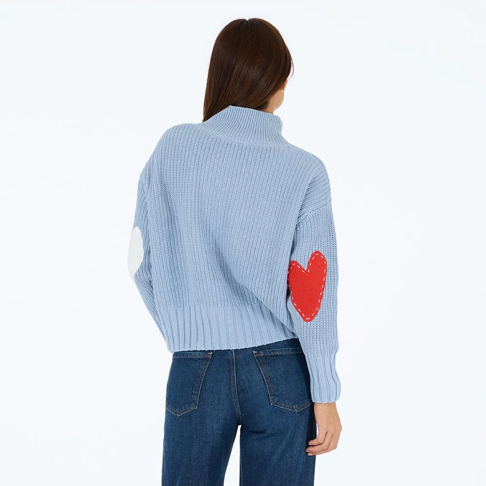 Marlow Imperfect Heart Sweater Steel Blue
