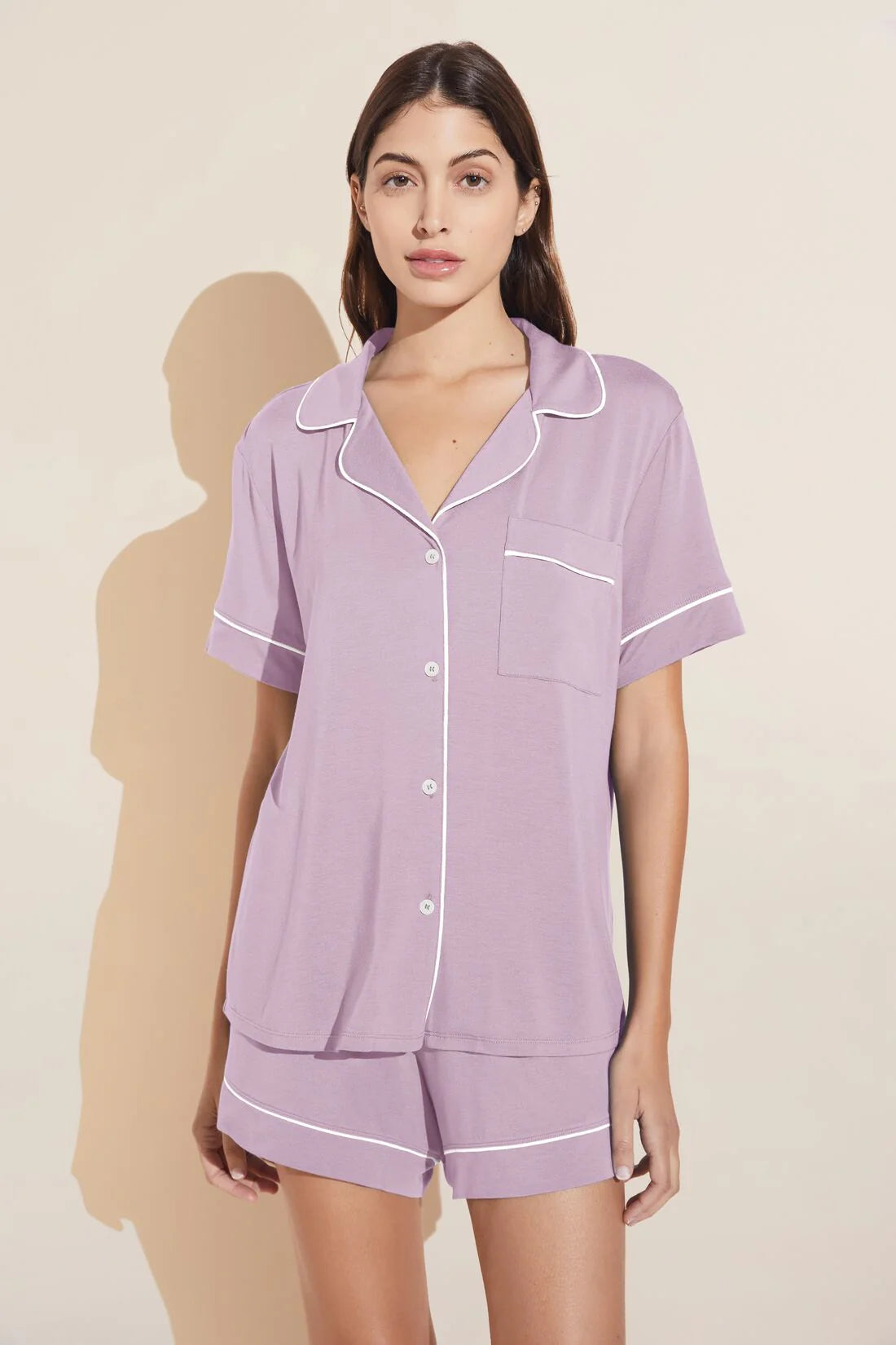 Gisele The Tencel Modal Relaxed PJ Set Lavender/Ivory