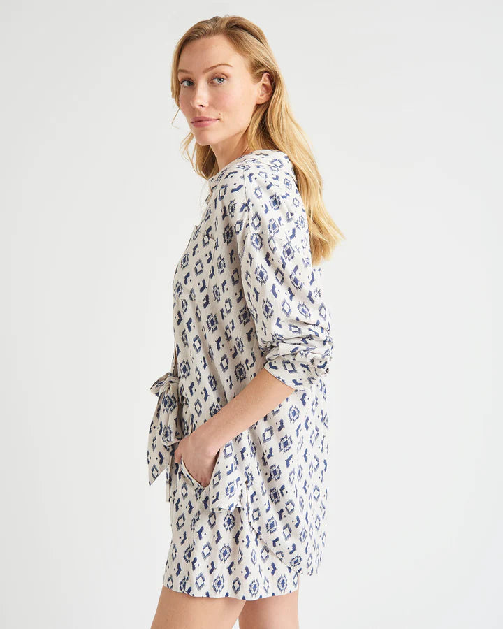 Bowen Shirt - Ash Navy Ikat