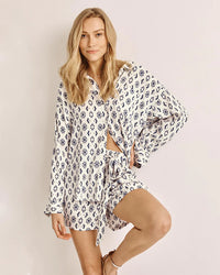 Bowen Shirt - Ash Navy Ikat