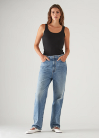 Scoop Neck Rib Tank - Black