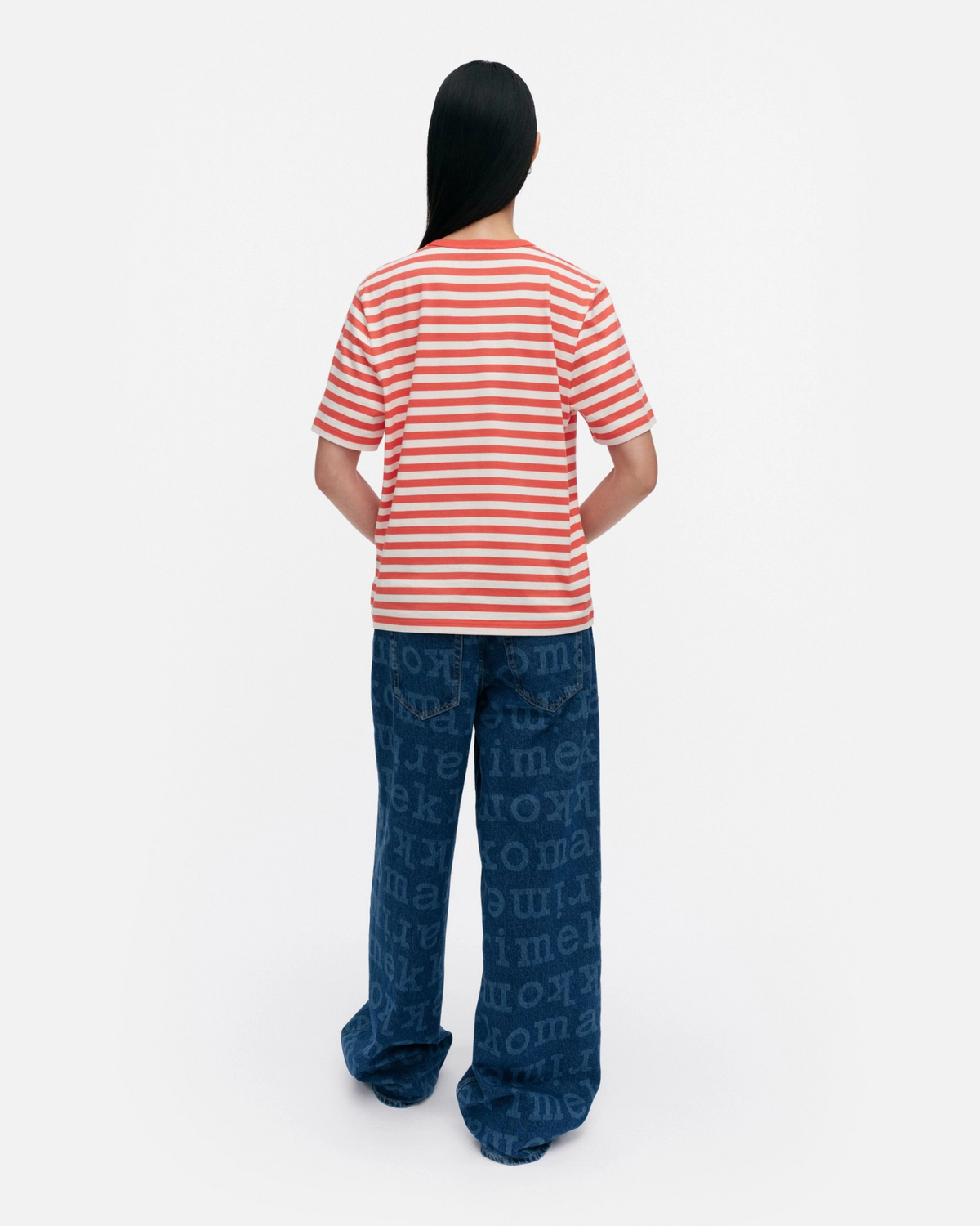 Tasaraita Unikko Kioski T-Shirt - Red/Off White