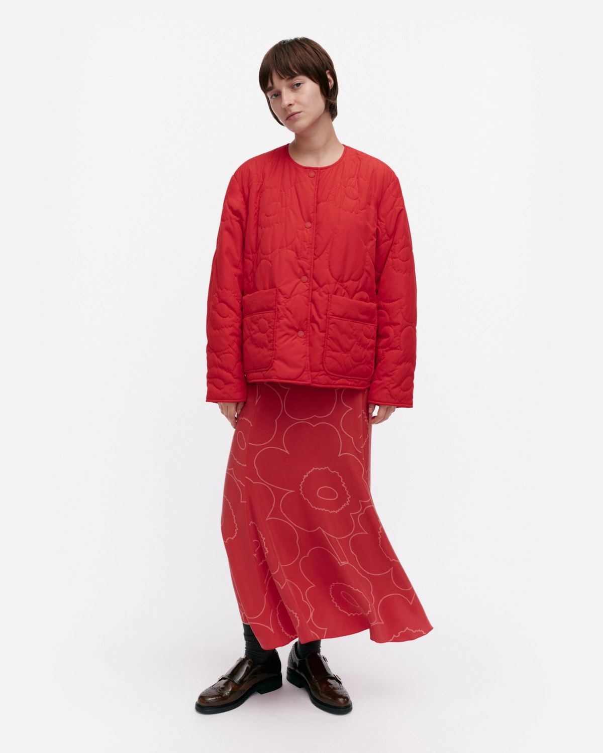 Kapseli Piirto Unikko Lightweight Padded Coat - Red