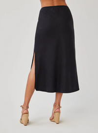 Amara Side Slit Bias Skirt - Black