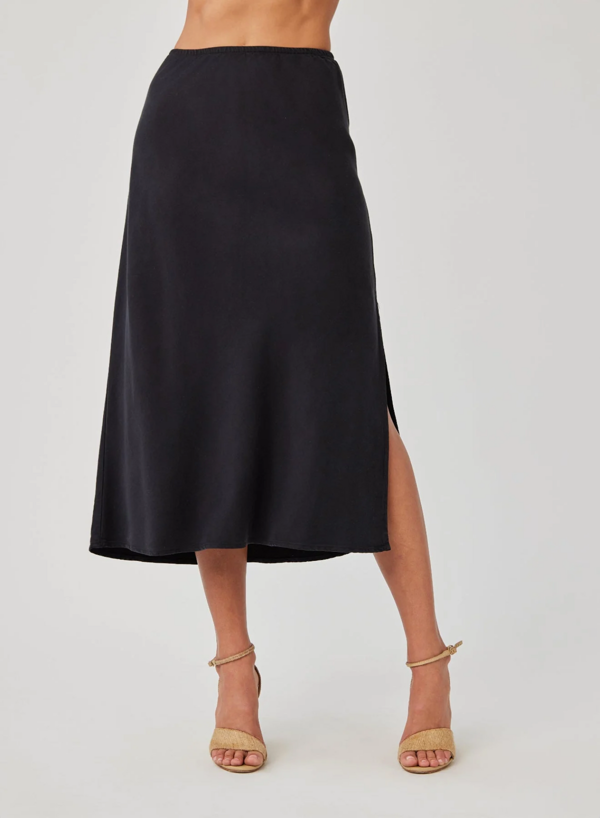 Amara Side Slit Bias Skirt - Black