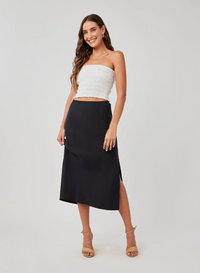 Amara Side Slit Bias Skirt - Black