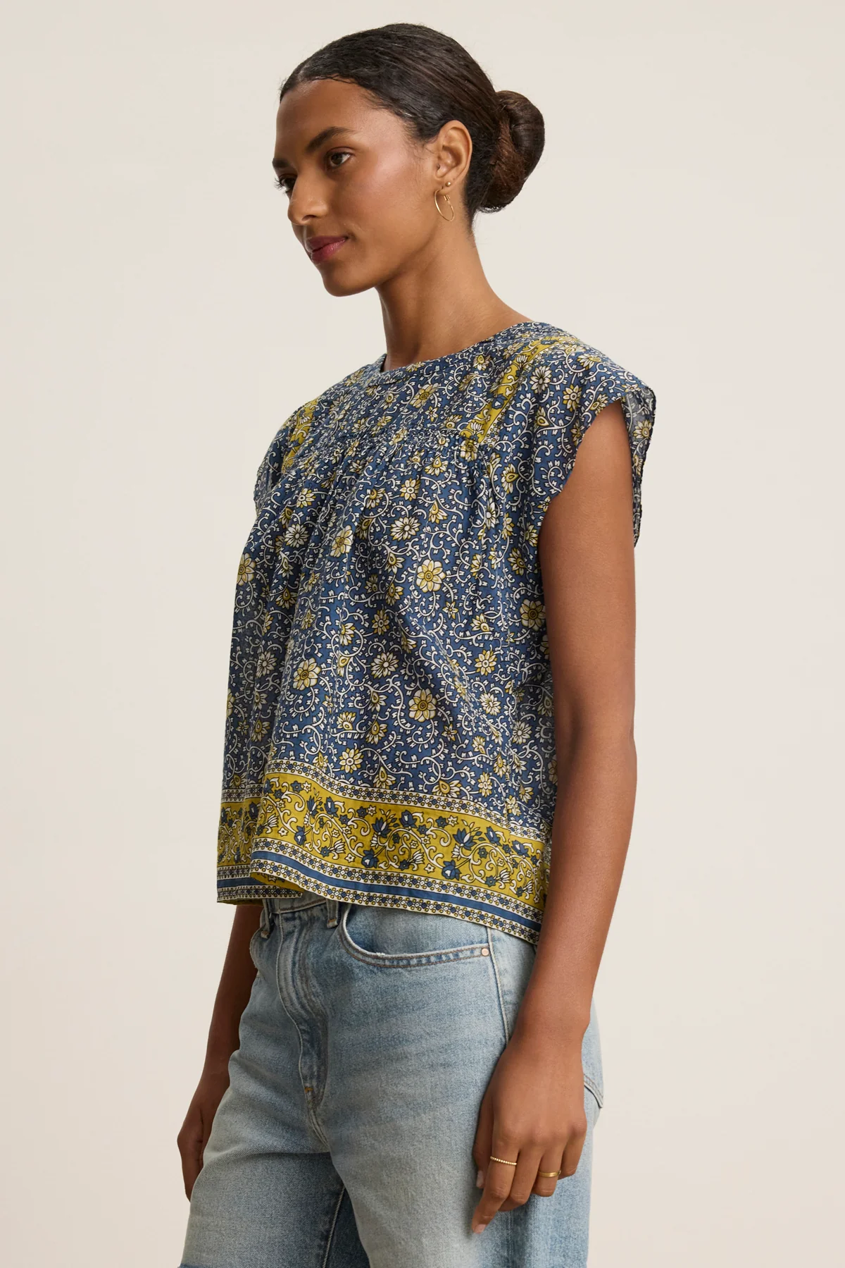 Selene Top - Blue Floral