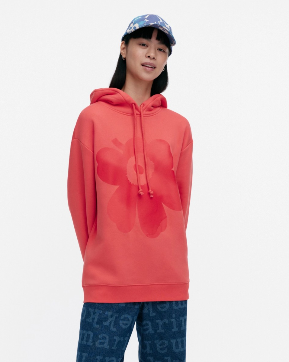Runoja Unikko Placement Kioski Hoodie - Red - Marimekko – Twist