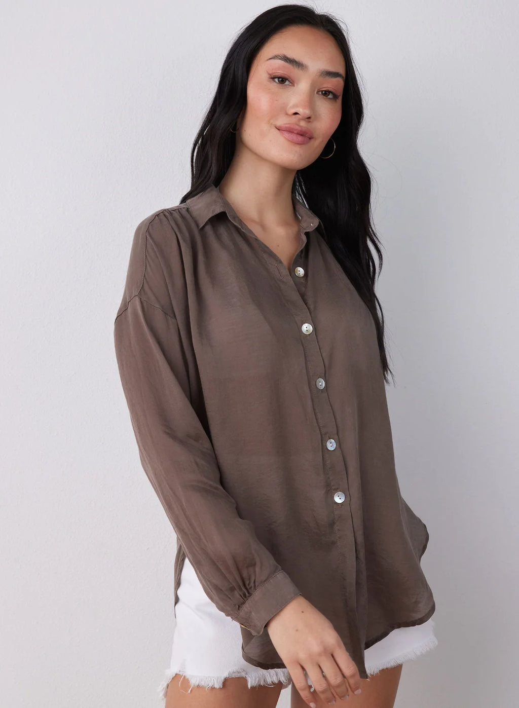 Brown button hotsell down shirt