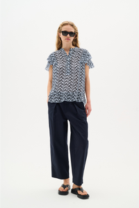 Cessie Blouse - Blue Diffused Wall