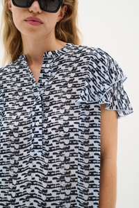 Cessie Blouse - Blue Diffused Wall