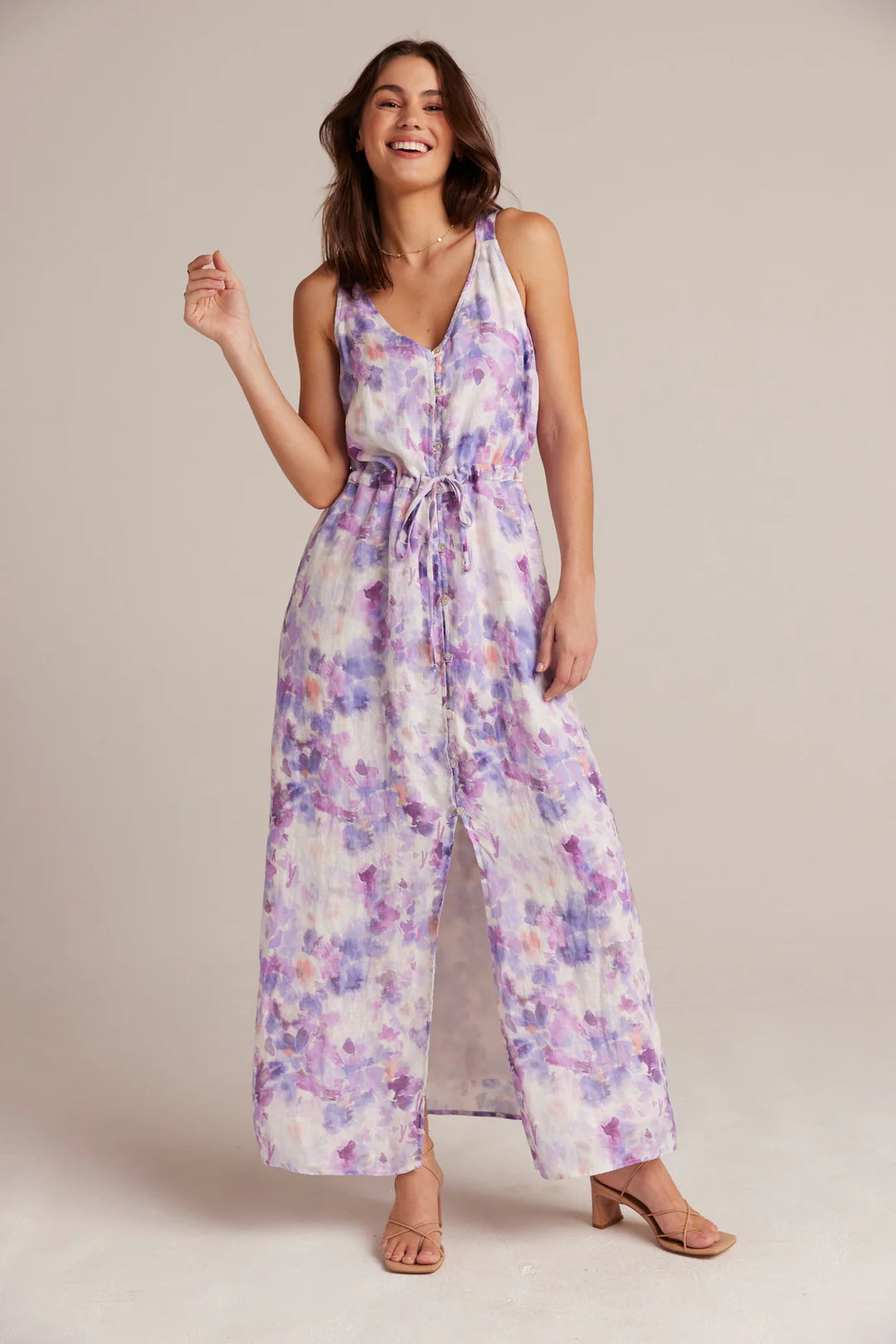 Button Front Cami Dress Iris Floral Print