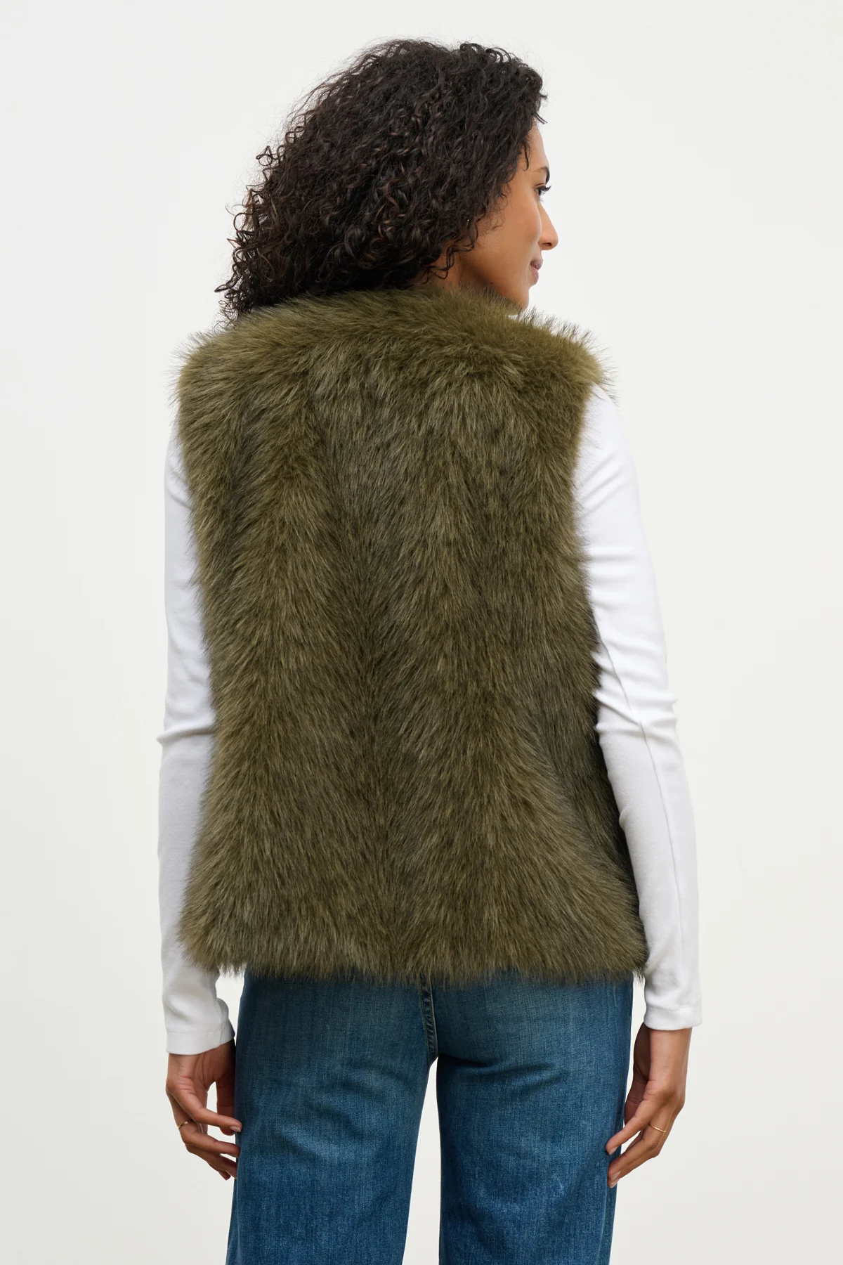 Anastasia Faux Fur Vest - Dark Green