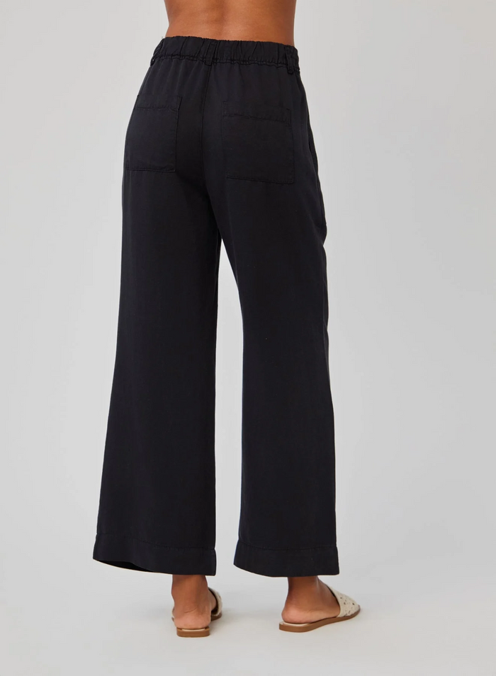 Marina Pleated Wide Leg Ankle Pant - Black