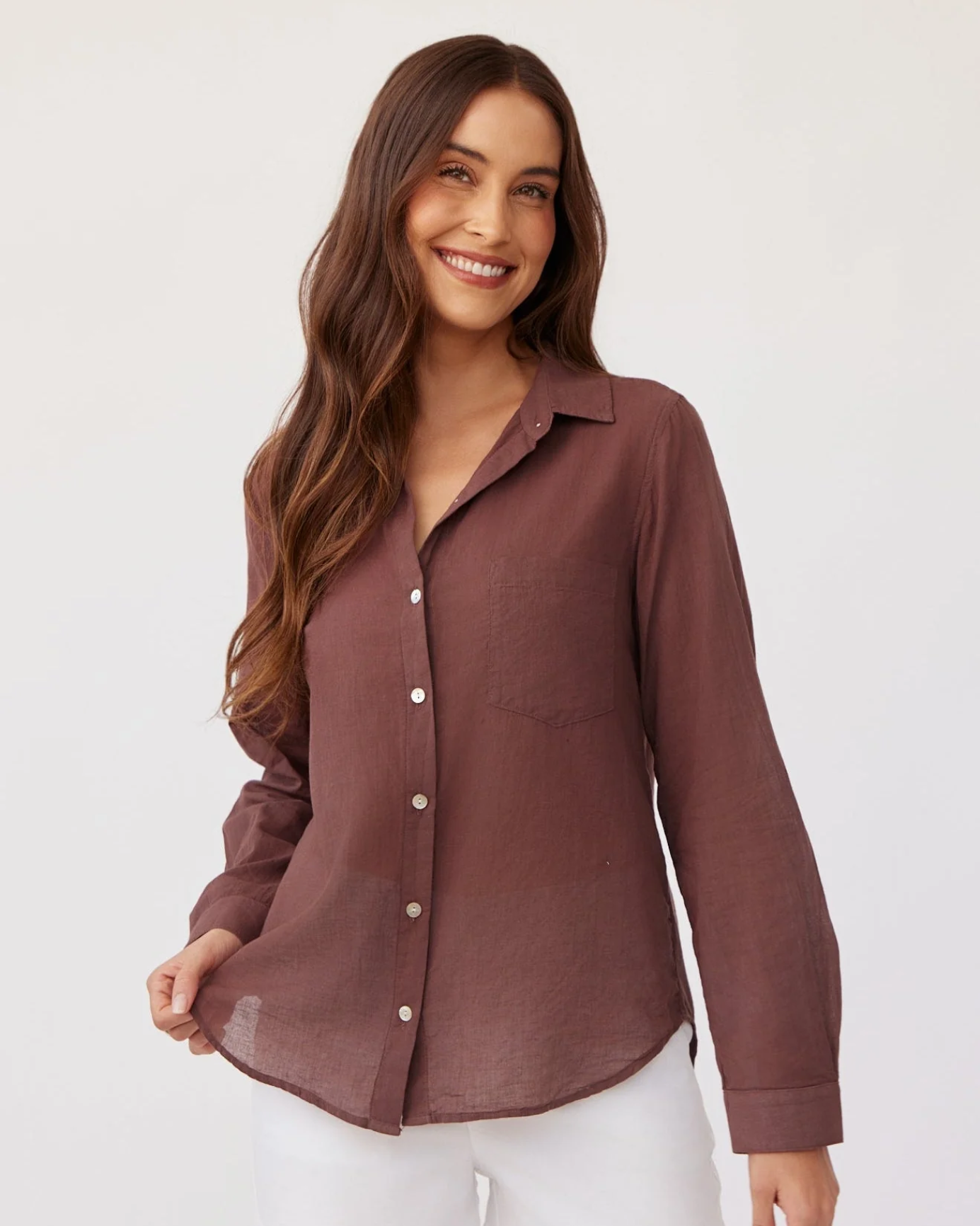 Pocket Button Down - Henna Brown - Bella Dahl – Twist Fashions Inc