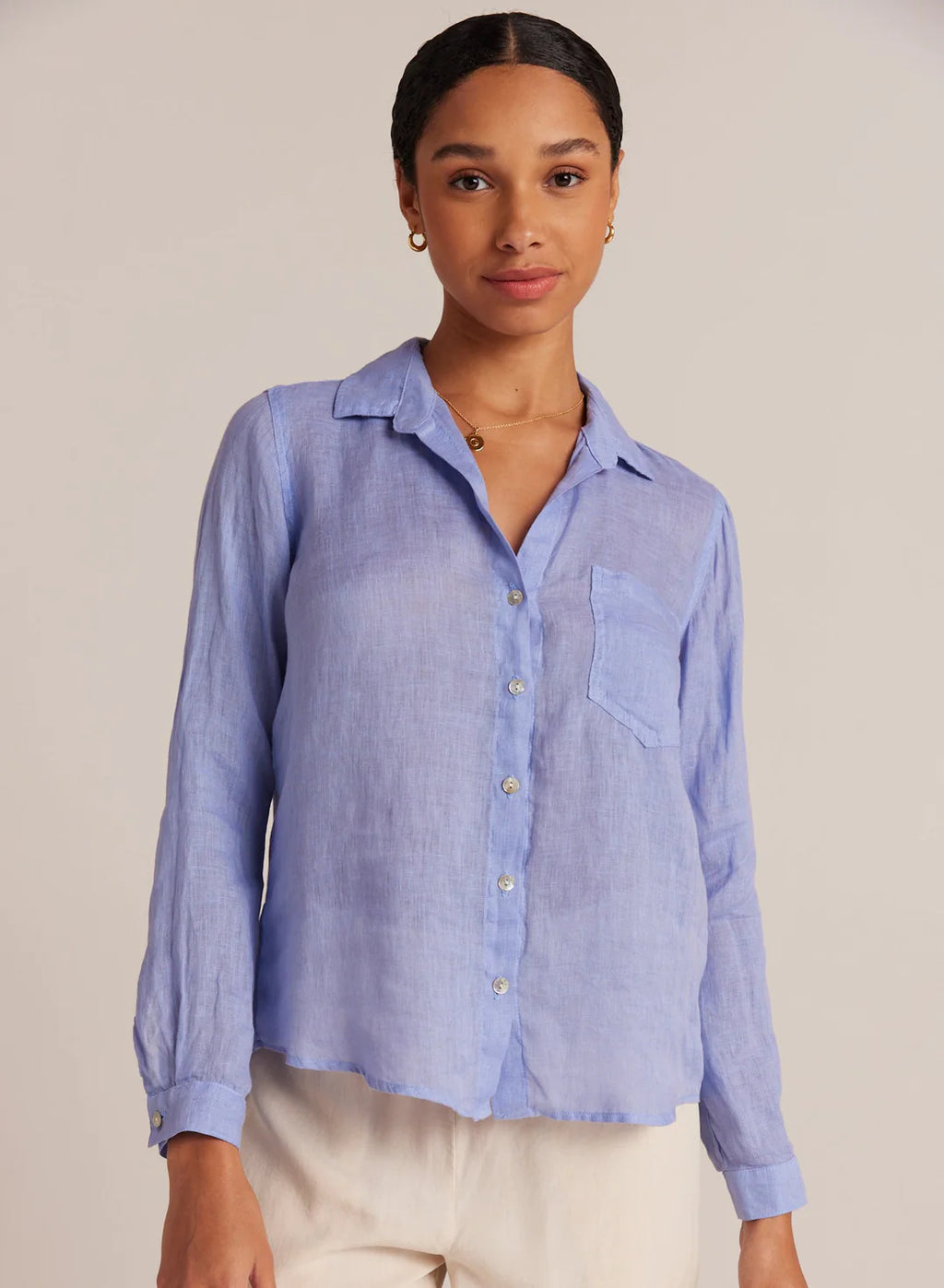 Pocket Button Down Peri Blue Bella Dahl Twist Fashions Inc