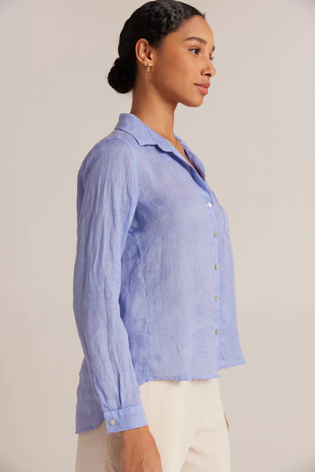 Pocket Button Down Peri Blue Bella Dahl Twist Fashions Inc