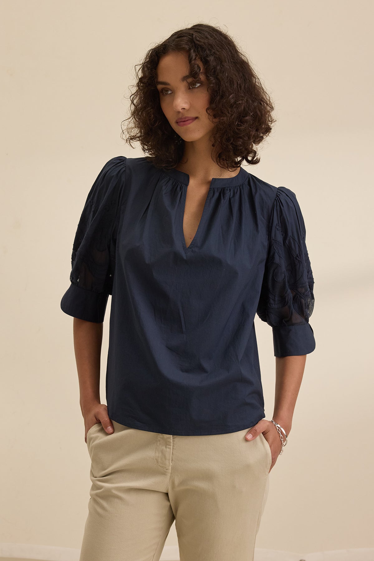 Laria Top - Navy - Velvet By Graham & Spencer – Twist Fashions Inc.