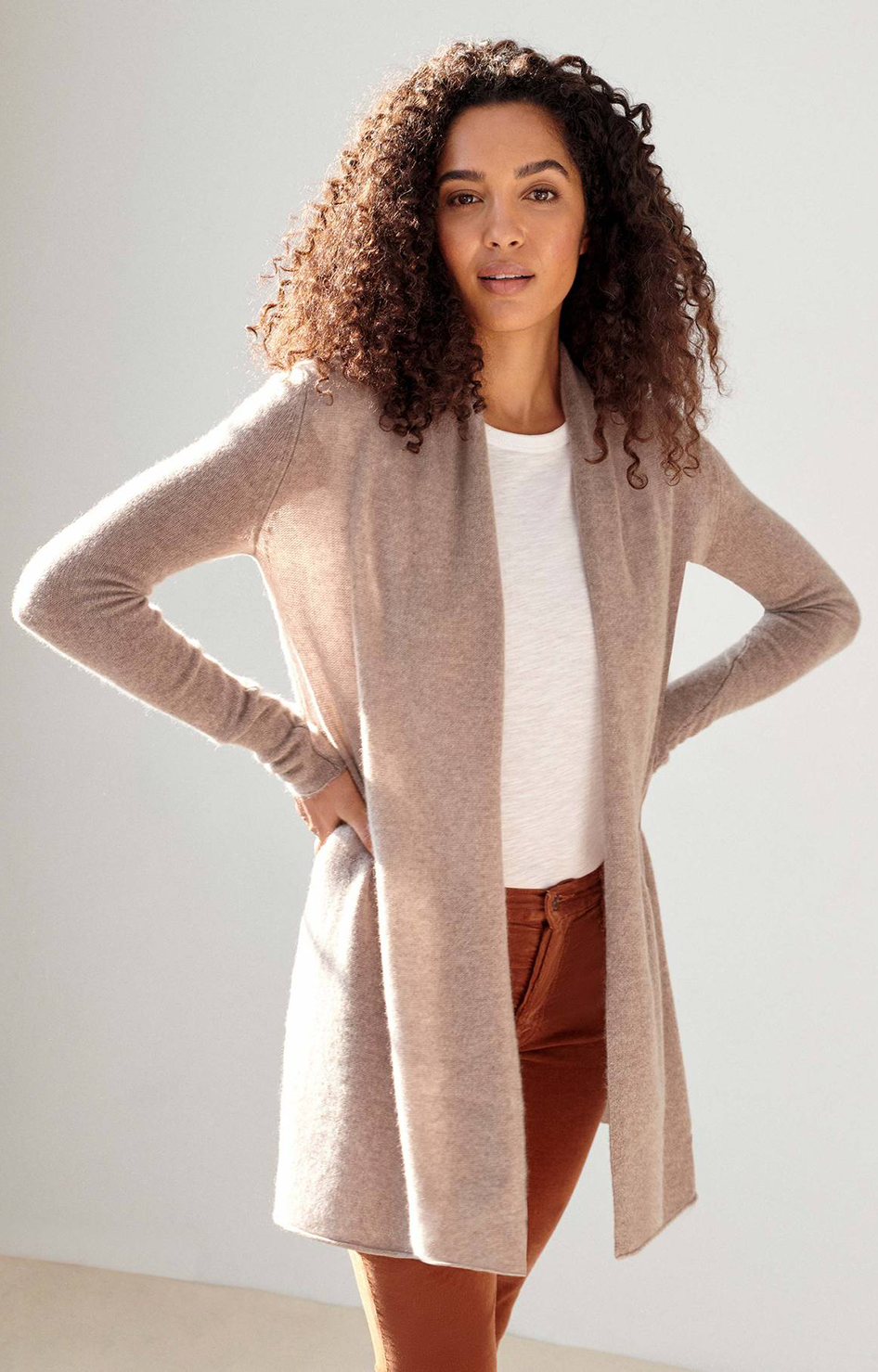 White and warren trapeze cardigan top