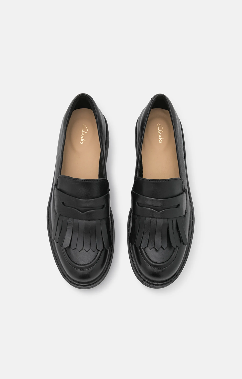 Clarks black hot sale loafers womens