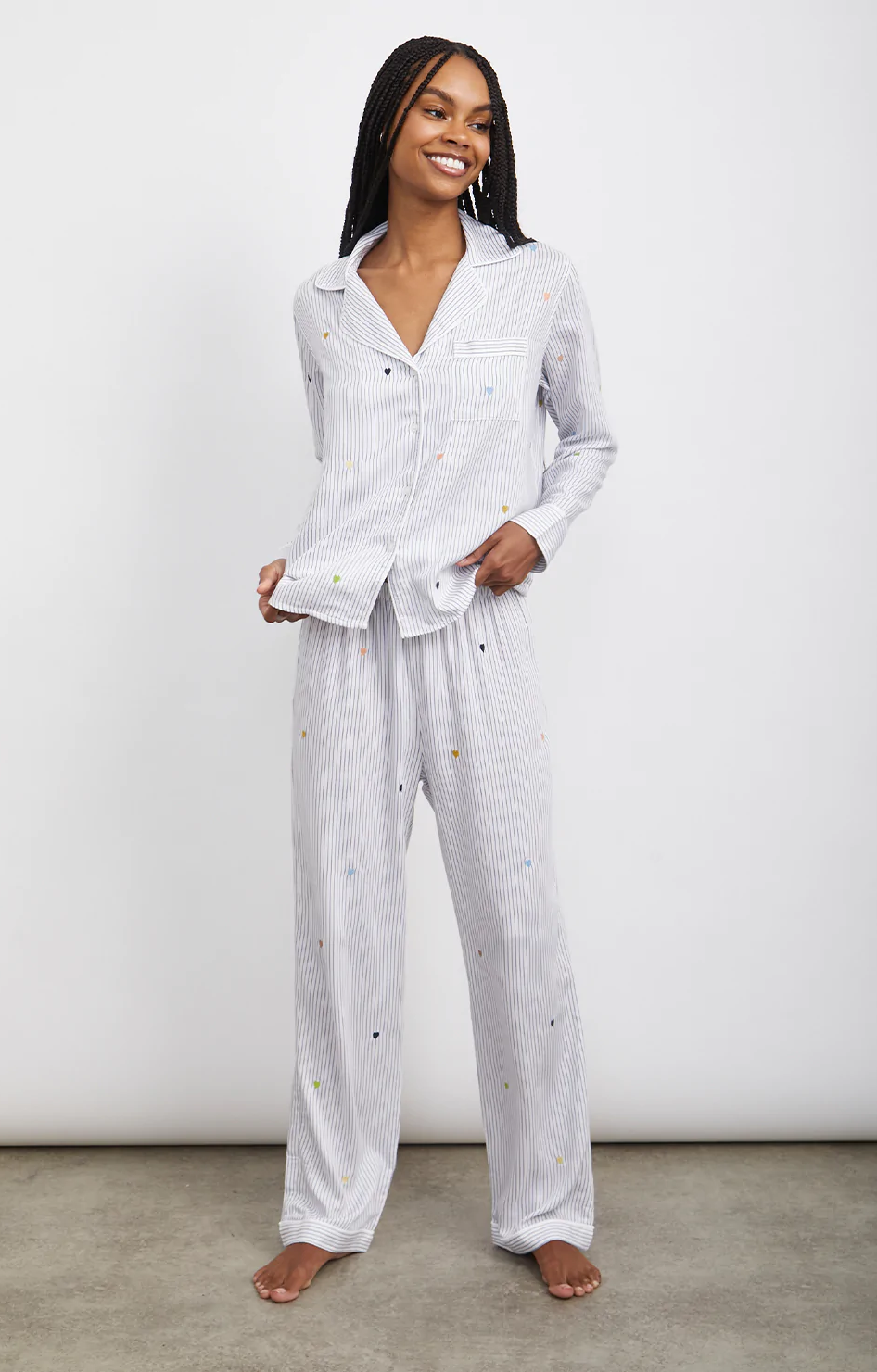Clara PJ Set - Robin Stripe With Heart Embroidery - Rails Clothing – Twist  Fashions Inc.