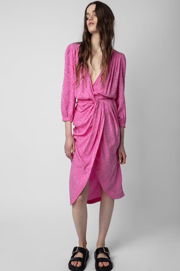 zadig voltaire pink dress Zadig & Voltaire Pink Ruins Satin Dress