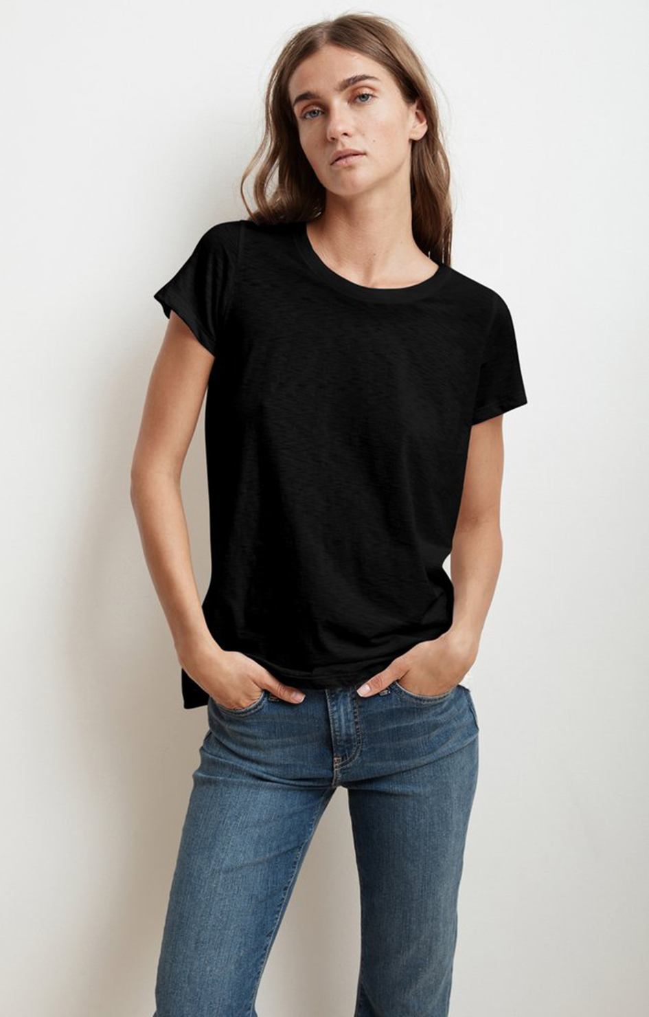 Black t shirt and black jeans best sale