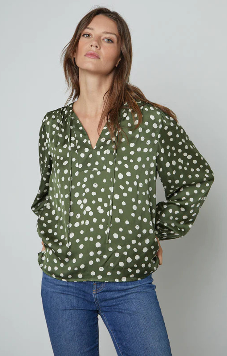 velvet polka dot top