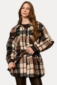Locket Plaid Coat - Espresso Martini Plaid