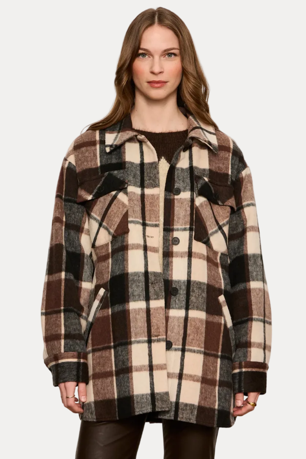 Locket Plaid Coat - Espresso Martini Plaid