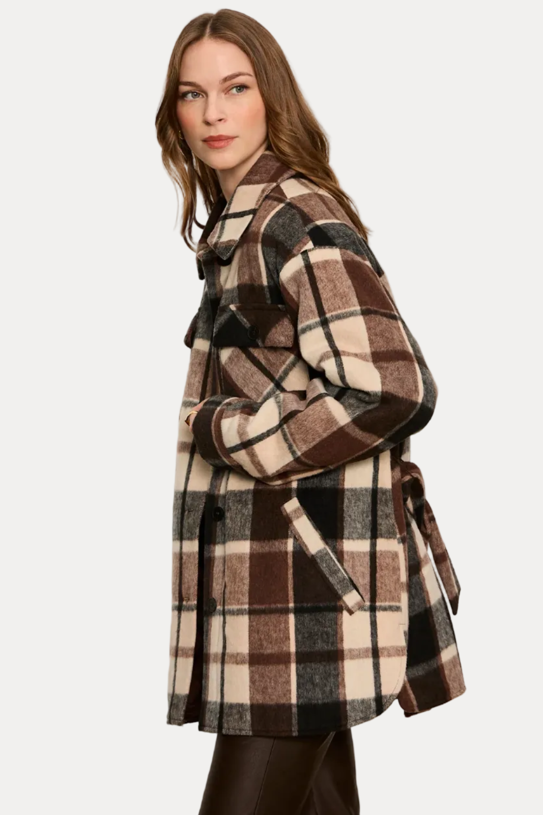 Locket Plaid Coat - Espresso Martini Plaid