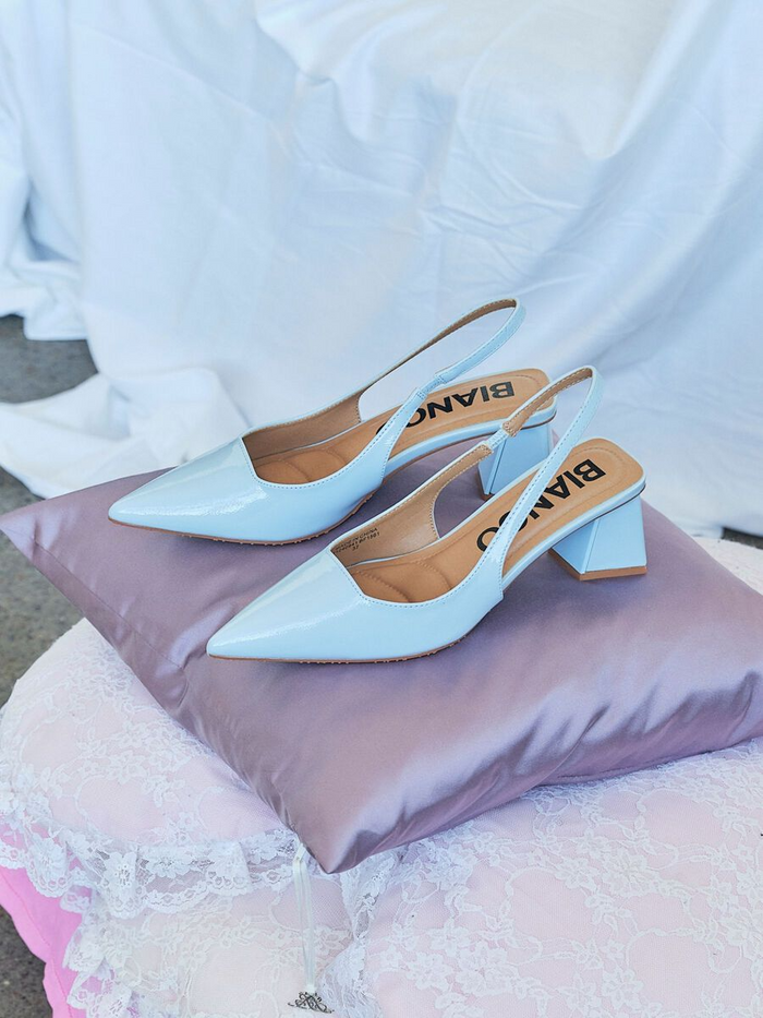 Biamaralyn Slingback Patent Pumps - Sky Blue