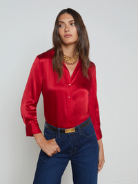 Dani Silk Blouse - Garnet Red