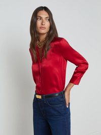 Dani Silk Blouse - Garnet Red