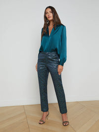 Bianca Band Collar Blouse - Deep Teal