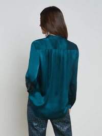 Bianca Band Collar Blouse - Deep Teal